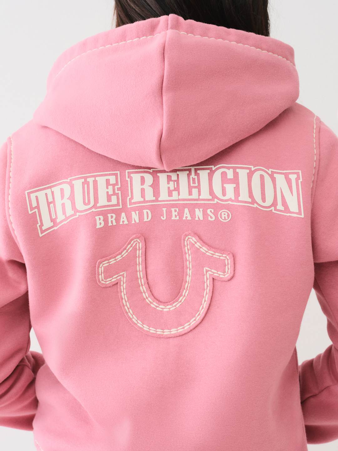 True Religion Big T Zip Up Hoodie Heather Rose - Main Image