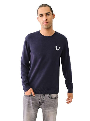 TRUE RELIGION SWEATERS SRS CREWNECK SWEATER DRESS BLUE-True Religion