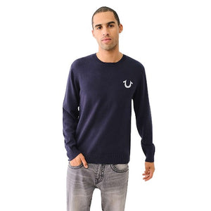 TRUE RELIGION SWEATERS SRS CREWNECK SWEATER DRESS BLUE-True Religion