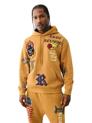 TRUE RELIGION SWEATER PATCH EMBRO HOODIE CARAMEL-True Religion