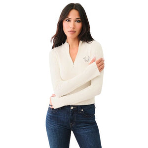 TRUE RELIGION CRYSTAL TR ZIP MOCK NECK LS WINTER WHITE-True Religion