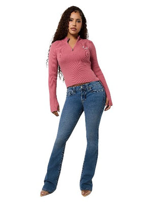 TRUE RELIGION CRYSTAL TR ZIP MOCK NECK LS MAUVEWOOD-True Religion