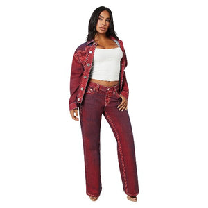 TRUE RELIGION BIG T BOBBIE BAGGY JEANS INDIGO RED-True Religion