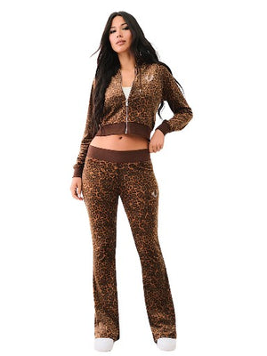 TRUE RELIGION LEOPARD VELOUR BOOTCUT PANTS LEOPARD PRINT-True Religion