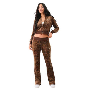 TRUE RELIGION LEOPARD VELOUR BOOTCUT PANTS LEOPARD PRINT-True Religion