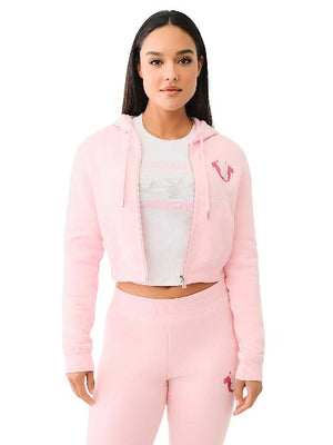 TRUE RELIGION TRXPB CRYSTAL SHRUNKEN HOODIE ORCHID PINK-True Religion