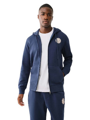 TRUE RELIGION TRUE COLLEGE ZIP HOODIE DRESS BLUE-True Religion