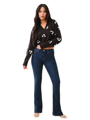 TRUE RELIGION NOTCH COLLAR HS SWEATER JET BLACK-True Religion