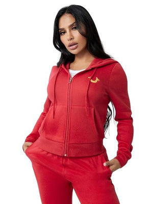 TRUE RELIGION FOIL HS ZIP HOODIE JESTER RED-True Religion
