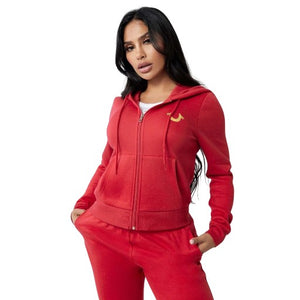 TRUE RELIGION FOIL HS ZIP HOODIE JESTER RED-True Religion