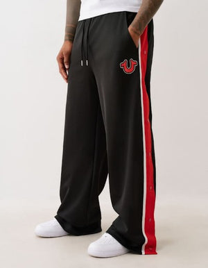 True Religion Snap Off Baggy Track Pants Jet Black
