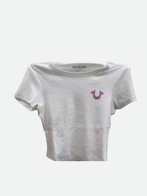 True Religion T-Shirt Distressed Rib Bb Optic White