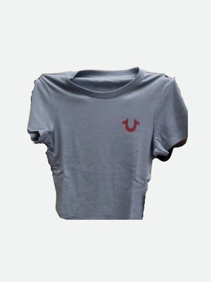 True Religion T-Shirt Distressed Rib Bb Dusty Blue