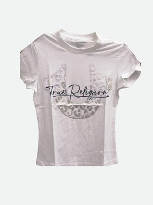 True Religion T-Shirt Tr Leopard Crew Optic White