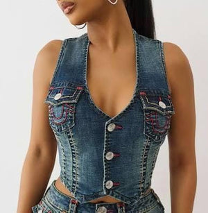 True Religion Denim Vest Super T Twilight Spark