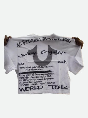 True Religion T-Shirt World Tour Script Ss Boxy Optic White