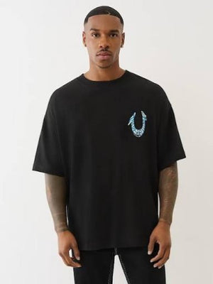 True Religion T-Shirt Painted Hs Oversized Jet Black