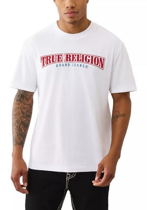 True Religion T-Shirt Ss Flock Buddha Optic White