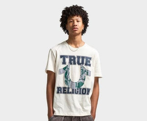 True Religion T-Shirt Terry Applique Winter White