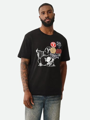 True Religion T-Shirt Patch Buddha Jet Black