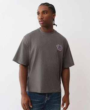 True Religion T-Shirt Thumbs Up Boxy Granite Grey