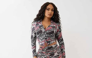 True Religion Branded Ls Top Aop Newspaper Print