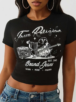 True Religion T-Shirt Crystal Buddha Ss Baby Jet Black