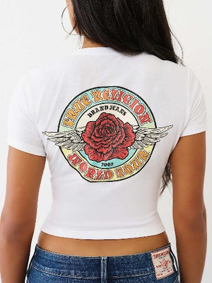 True Religion T-Shirt Tr Rose Notch Baby Optic White