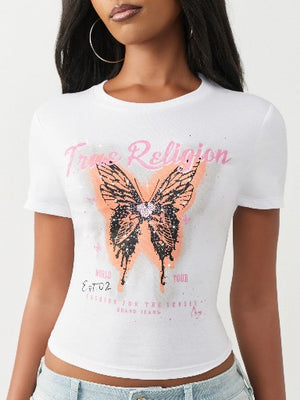 True Religion T-Shirt Butterfly Ss Baby Optic White