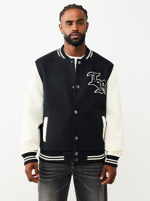 True Religion Sweater Property Of None Wool Varsity Jet Black