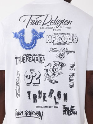 True Religion T-Shirt Ribbon Sketch Optic White
