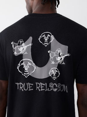 True Religion T-Shirt Tossed Buddha Jet Black