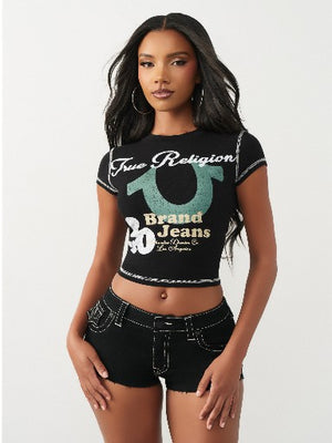 True Religion T-Shirt Cap Slv Baby Jet Black