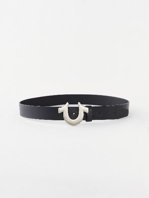 True Religion Belt Horseshoe Buckle Jet Black