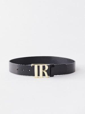 True Religion Belt Large Gold Jet Black