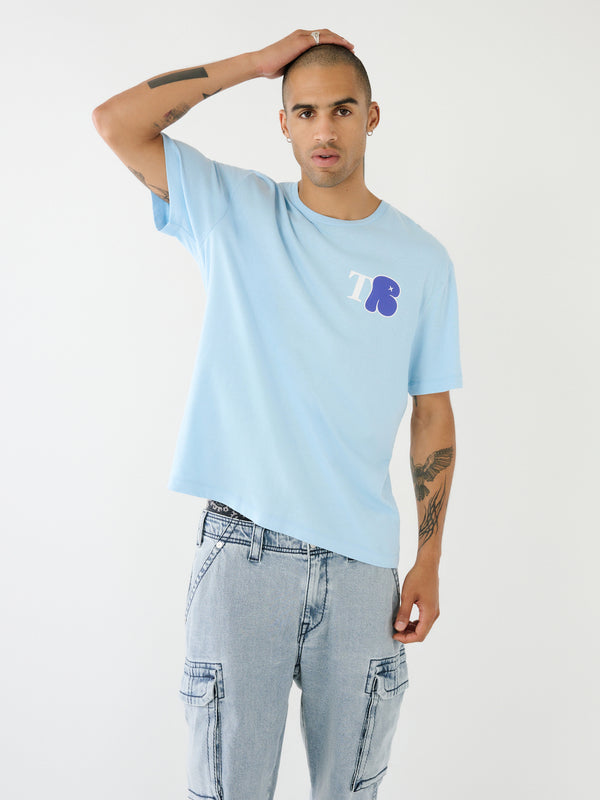 True Religion Relaxed T-Shirt Graffitti Glacial Blue