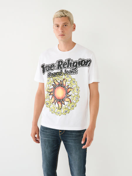 【io着用】TRUE RELIGION True Religion Relaxed T-Shirt Blazing Shoey Optic White