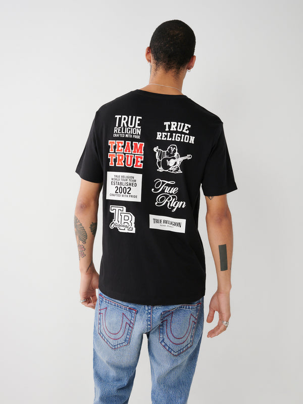 True Religion Multi Logo T-Shirt Jet Black