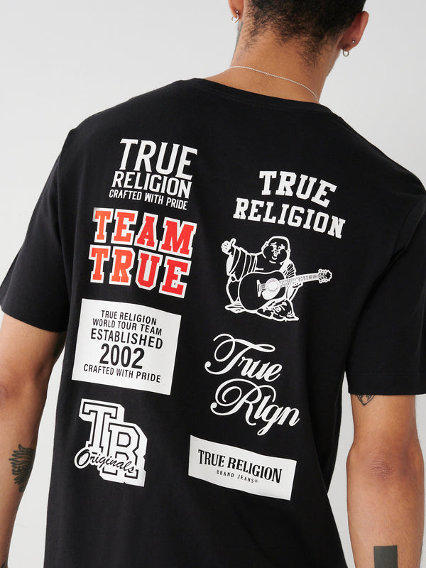 True Religion Multi Logo T-Shirt Jet Black