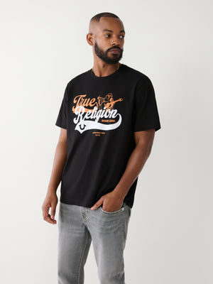 True Religion T-Shirt Relaxed Old Skool Jet Black-True Religion