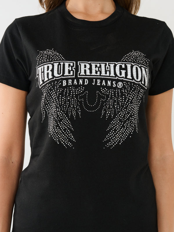 True Religion Crystal Wings T-Shirt Jet Black