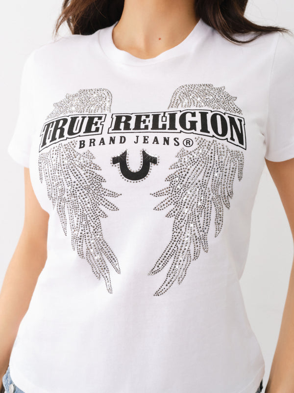 True Religion Crystal Wings T-Shirt Optic White