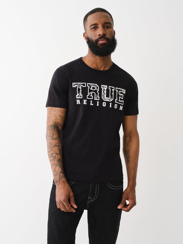 True Religion Paisley T-Shirt Flock Jet Black