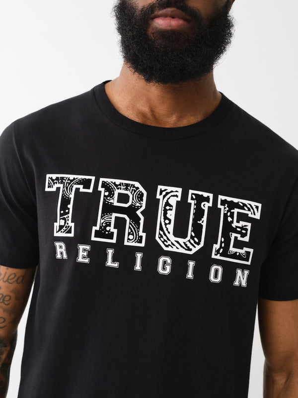 True Religion Paisley T-Shirt Flock Jet Black