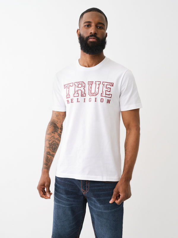 True Religion Paisley T-Shirt Flock Optic White