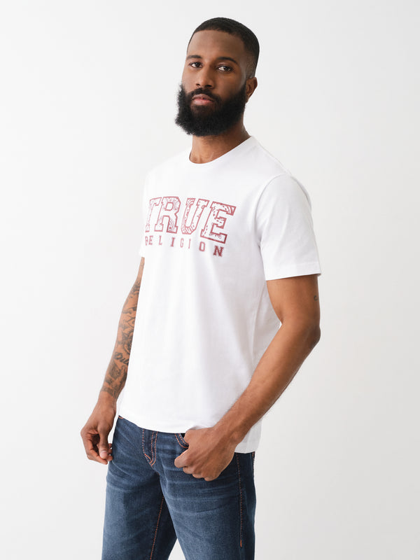 True Religion Paisley T-Shirt Flock Optic White