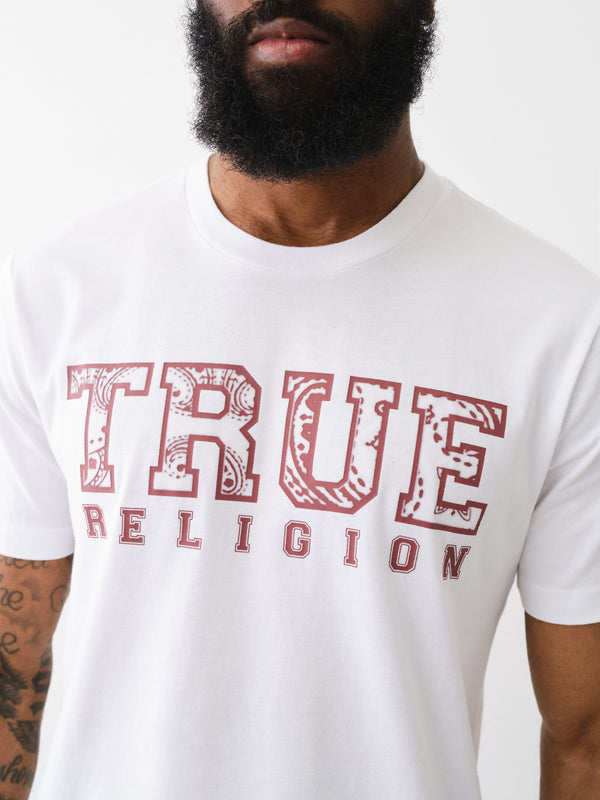 True Religion Paisley T-Shirt Flock Optic White