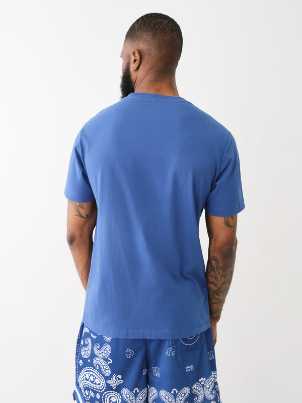 True Religion Paisley T-Shirt Flock Pacific Blue