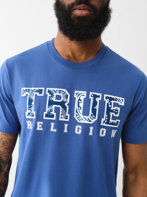 True Religion Paisley T-Shirt Flock Pacific Blue-True Religion