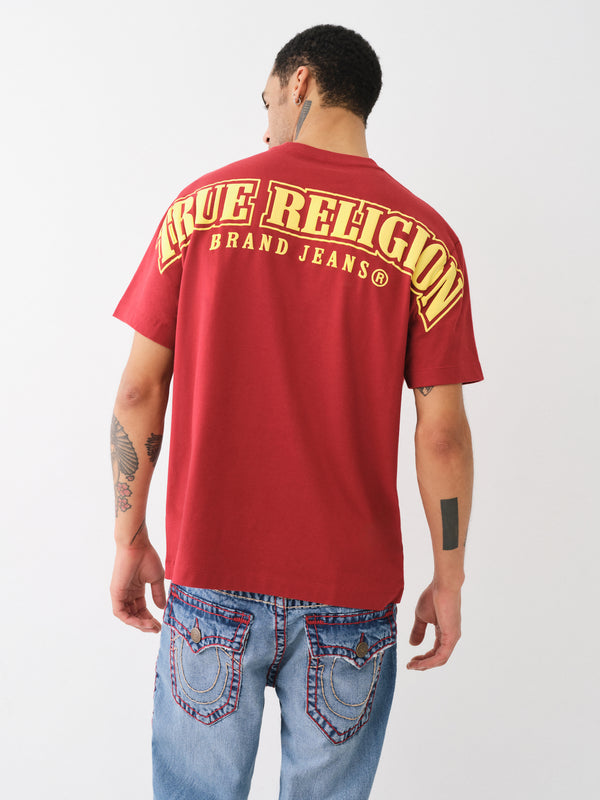 True Religion Relaxed T-Shirt Overseam Puff Red Dahlia